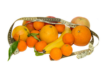 fruit with meter isolated on white