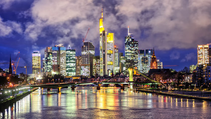 Fototapeta na wymiar Skyline of Frankfurt on Main, Germany, in the evening