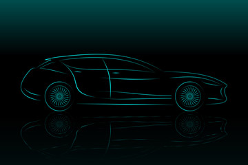 Naklejka premium Concept Vehicle Silhouette. Vector Car Outlines