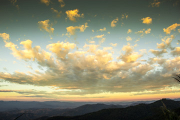 Blur landscape sunrise view on peak of mountain background