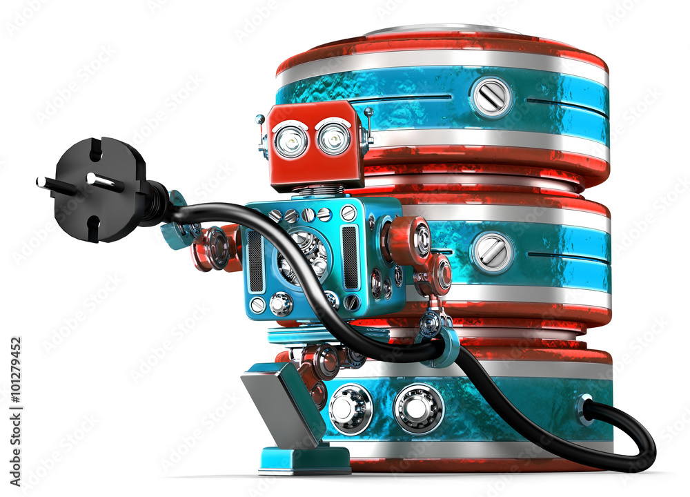 Poster data base with electric plug. technology concept. isolated. contains clipping path
