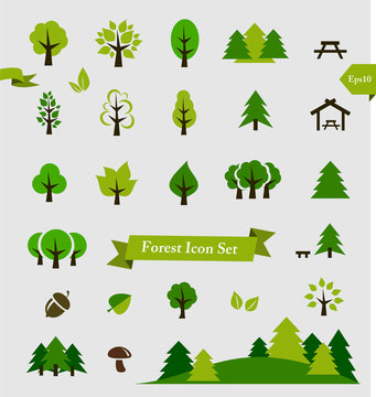Forest icon set vector