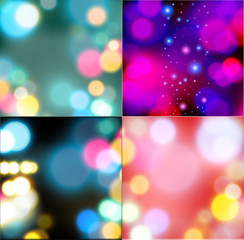 Set of backgrounds with bokeh lights.