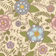 Seamless vector texture with flowers