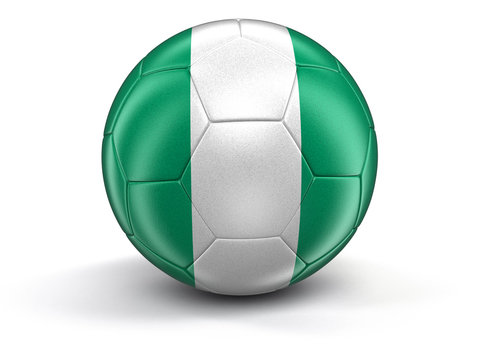Soccer football with Nigerian flag. Image with clipping path