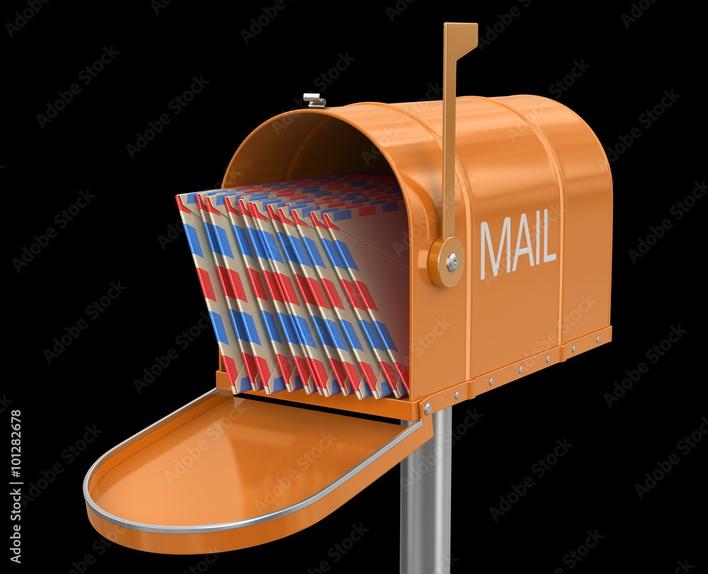 Poster open mailbox with letters. image with clipping path