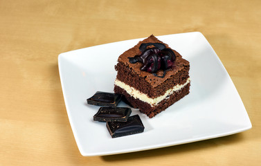 Chocolate cake with lemon cream.