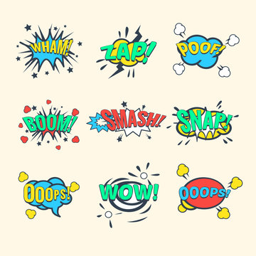 Comics Exclamations, speech bubble Vector Illustration Set