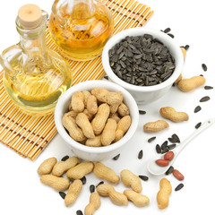 Sunflower seeds, peanuts and oil