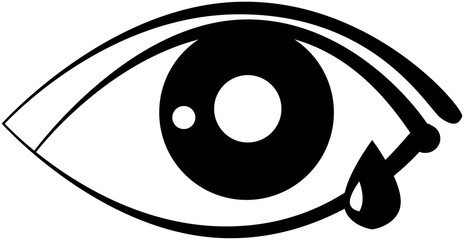 eye with a tear, flat design, vector