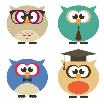 owl vector set of students