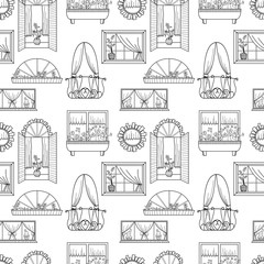 Seamless pattern with different windows. - 101285278