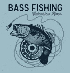 Vintage bass fishing emblems, labels 
