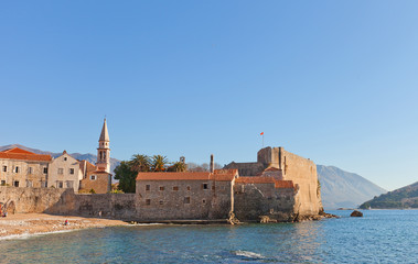 View of Old Town and Citadel in Budva, Montenegro