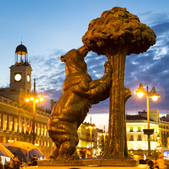 Statue of bear on Puerta del Sol, Madrid, Spain.