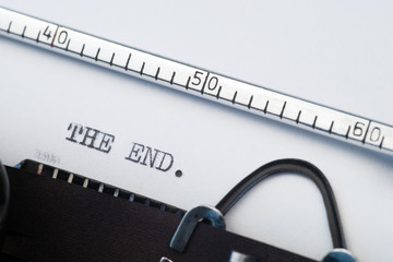 Close up view - The end - written on an old typewriter