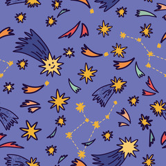 Seamless pattern with stars. It can be used for desktop wallpaper or frame for a wall hanging or poster,for pattern fills, surface textures, web page backgrounds, textile and more. Space background