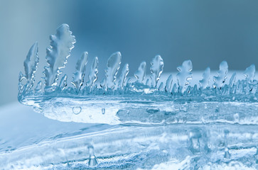 Frozen ice, icicles macro view. Winter weather concept. soft focus