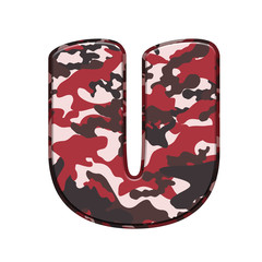 U alphabet , Military camouflage textured ABC containing letters, white background