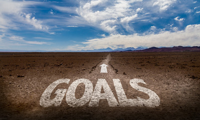 Goals written on desert road