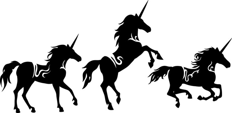 Fototapeta Set of Unicorns  silhouettes