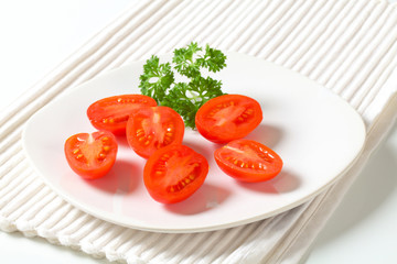 Halved plum tomatoes