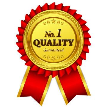 Number One Quality Guaranteed Red Seal Vector Icon