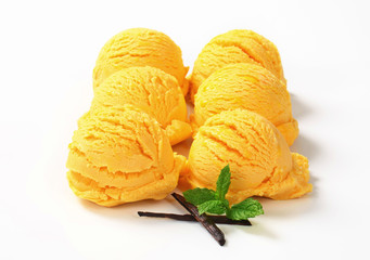 Scoops of yellow ice cream