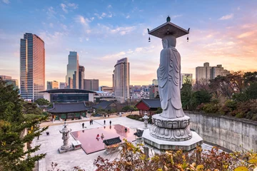 Photo sur Plexiglas Séoul Temple Bongeunsa dans la ville de Séoul, Corée du Sud.