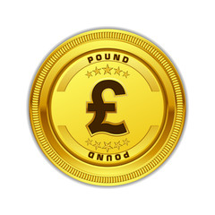 Pound Currency Sign Gold Coin Vector Icon