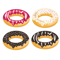 Colorful Donuts on white background