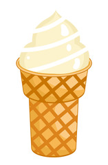 Ice Cream Cone Isolated on White Backrgound.