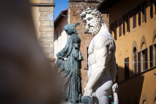 Neptune Fountain In Florence, Italy