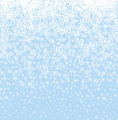 Snow background. Snowflakes seamless pattern. Winter snowy seamless border