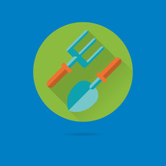 Gardening Tools Flat Design Vector Icon