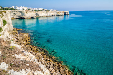 Fototapeta na wymiar Rocky cove on the coast of Apulia