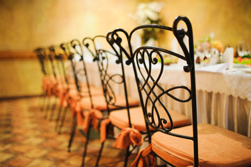 Banquet wedding chairs setting on evening reception