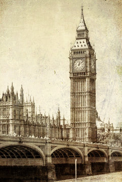 Vintage view of Big Ben, London