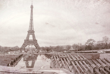 Vintage view of Eiffel Tower in Paris