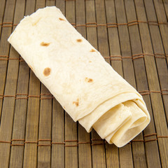 Large thin pita bread, isolated
