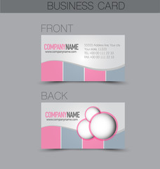 Business card design set template for company corporate style. Pink and grey color. Vector illustration.