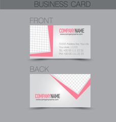 Business card design set template for company corporate style. Pink color. Vector illustration.