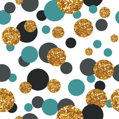 Seamless pattern with golden glitter dots.
