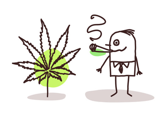 cartoon man smoking cannabis