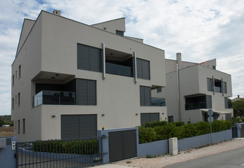 Fototapeta na wymiar Modern aparment building in Rovinj in Croatia