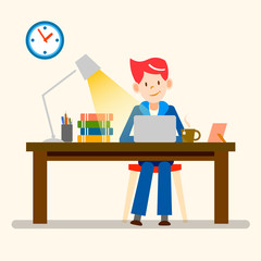 happy people, freelance, working from home vector design