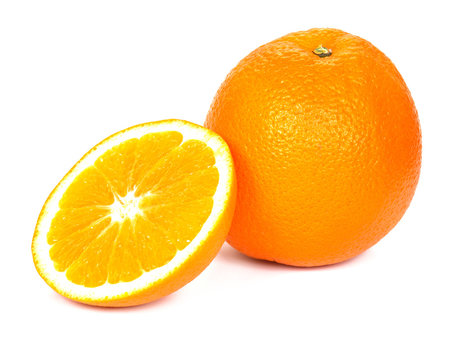 Sliced orange, white background