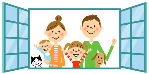 仲良し家族　窓