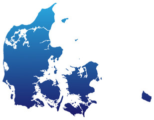 Karte von Dänemark - Blau (einzeln)