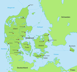 Karte von Dänemark (detailliert)